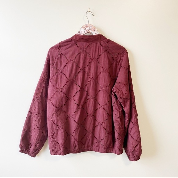 LISTICLE Maroon Eyelet Bomber Jacket! Large - Picture 8 of 8